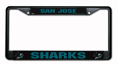 San Jose Sharks License Plate Frame Chrome Black