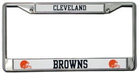 Cleveland Browns License Plate Frame Chrome Black Lettering