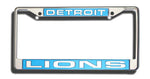 Detroit Lions License Plate Frame Laser Cut Chrome