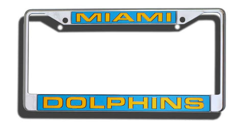 Miami Dolphins License Plate Frame Laser Cut Chrome