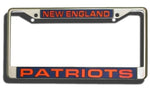 New England Patriots License Plate Frame Laser Cut Chrome