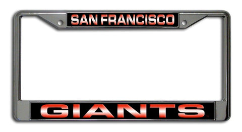 San Francisco Giants License Plate Frame Laser Cut Chrome Black with Orange Letters