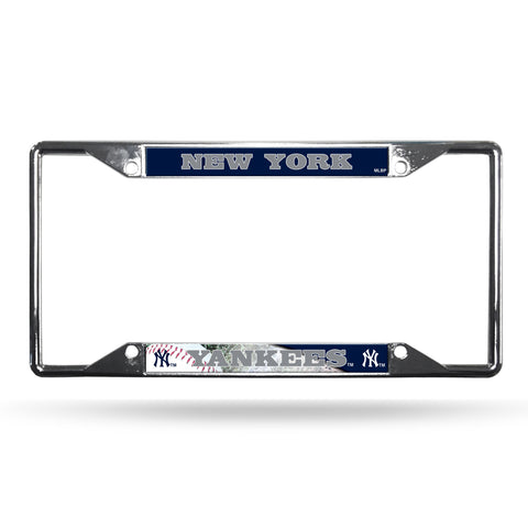 New York Yankees License Plate Frame Chrome EZ View