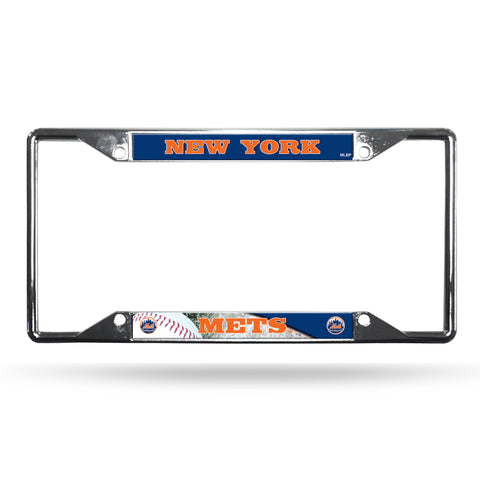 New York Mets License Plate Frame Chrome EZ View