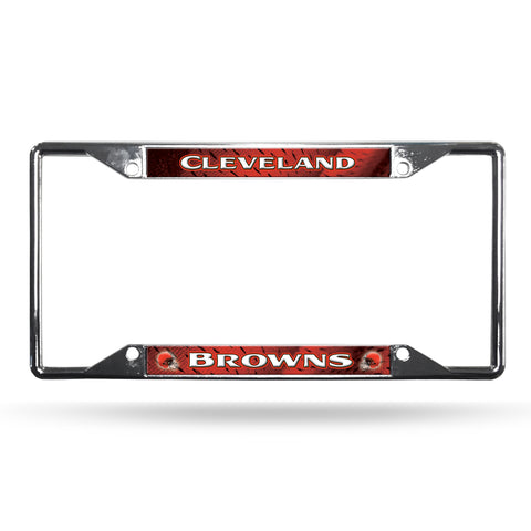 Cleveland Browns License Plate Frame Chrome EZ View