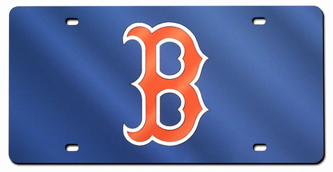 Boston Red Sox License Plate Laser Cut Red Blue with Red B