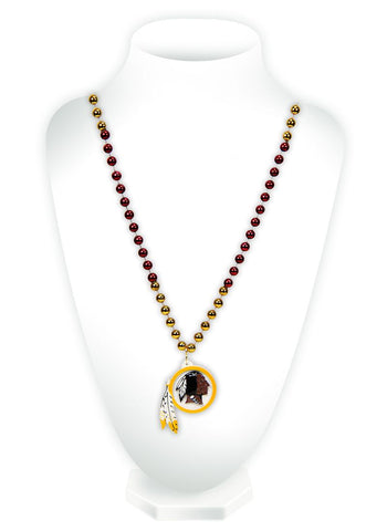 Washington Redskins Beads with Medallion Mardi Gras Style