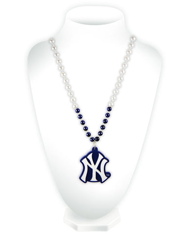 New York Yankees Beads with Medallion Mardi Gras Style