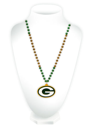 Green Bay Packers Beads with Medallion Mardi Gras Style