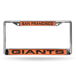 San Francisco Giants License Plate Frame Laser Cut Chrome Orange with Black Letters