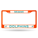 Miami Dolphins License Plate Frame Metal Orange