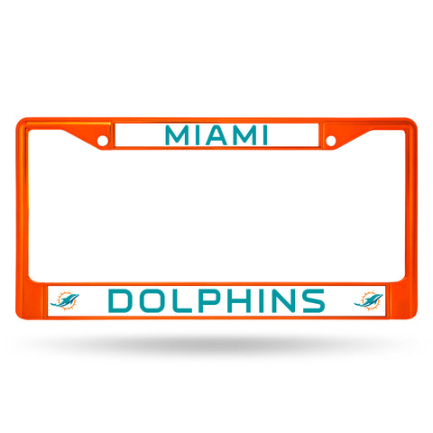Miami Dolphins License Plate Frame Metal Orange