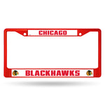 Chicago Blackhawks License Plate Frame Metal Red
